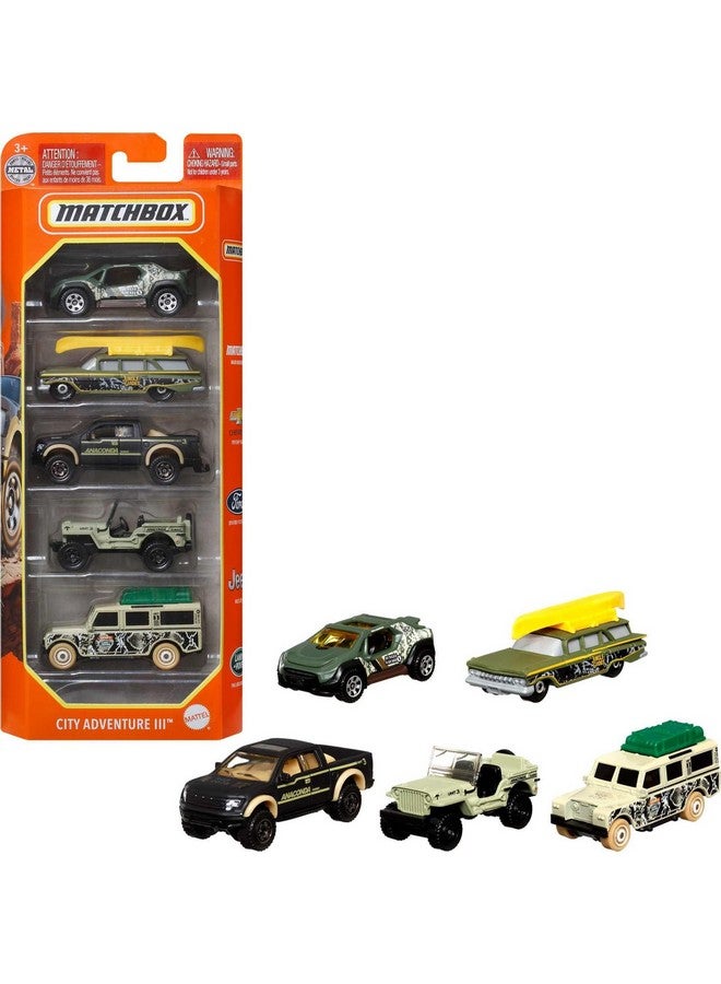 MATCHBOX Matchbox 5-Pack of 1:64 Scale Vehicles, 5 Toy Car Collection of Real-World Replicas for Kids 3 Years Old & Up [Styles May Vary]  - Image 1