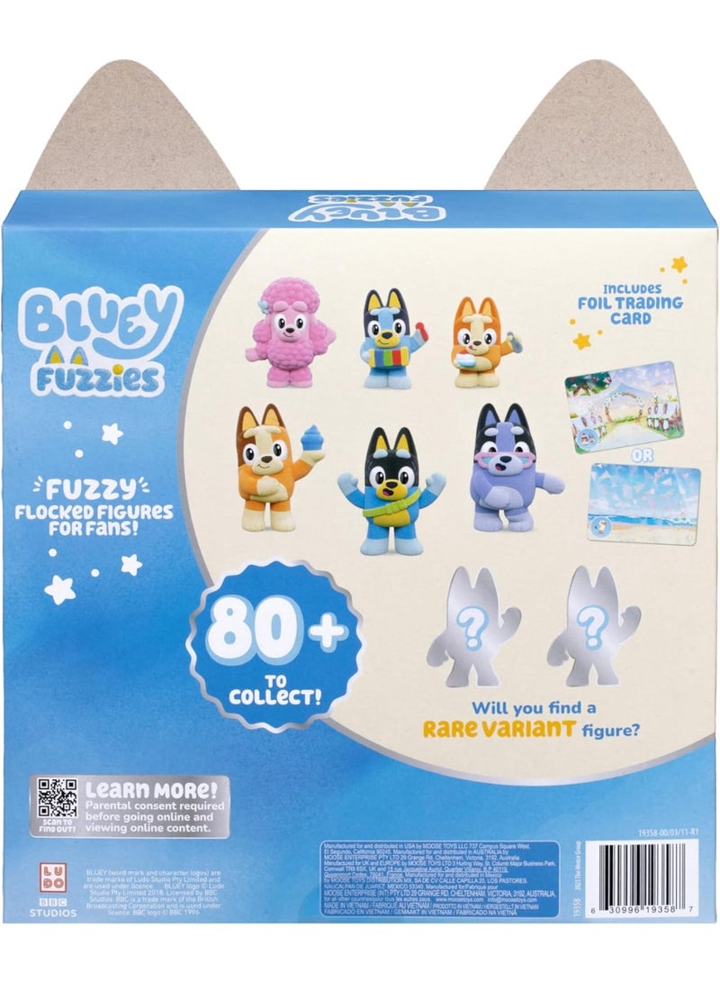Bluey Fuzzies Deluxe Figure Pack – 6 Flocked Mini Collectible Figures (2 Surprise), Trading Card & Collector Guide | 80+ to Collect Series 1 - Image 4