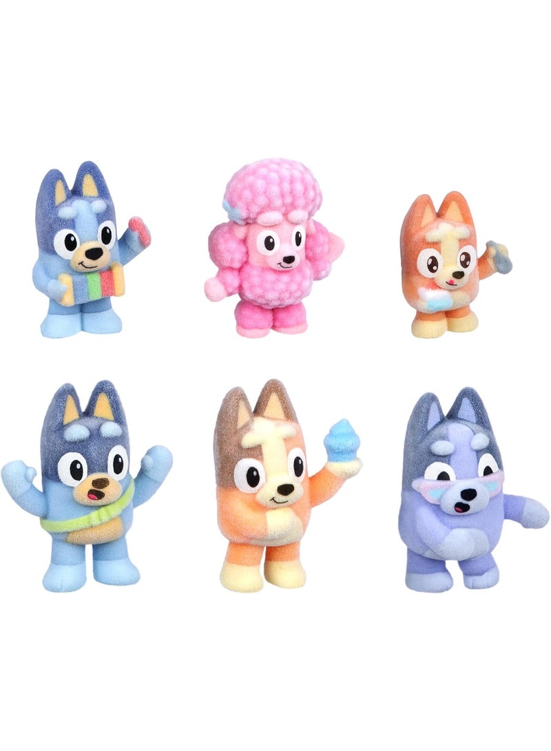 Bluey Fuzzies Deluxe Figure Pack – 6 Flocked Mini Collectible Figures (2 Surprise), Trading Card & Collector Guide | 80+ to Collect Series 1 - Image 5