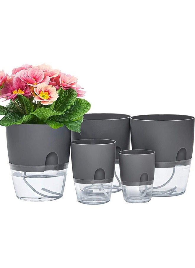 Garlo 15/10.5/8cm Self Watering Planter Pots, 5 Pack African Violet Pots for Indoor Outdoor Windowsill Gardens, Self Aerating, High Drainage, Deep Reservoir.  - Image 1