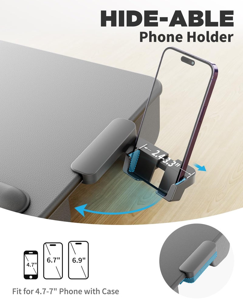 SAIJI Lap Desk with Cushion, Computer Laptop Stand, Lap Laptop Table, Built-in Drawer Storage, Phone Holder, Wrist Pad - Image 3