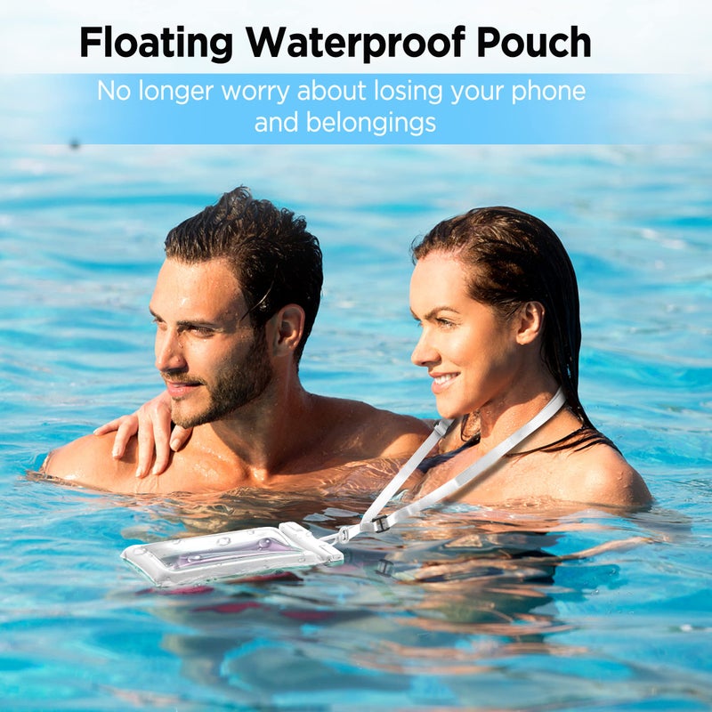 CACOE [Floatable] Floating Universal Waterproof Phone case 2 Pack-Up to 7.0",Phone Pouch with Adjustable Neck Lanyard,IPX8 Cellphone Dry Bags for Vacation Water Activitiesï¼ˆBlack+Whiteï¼‰ - Image 2