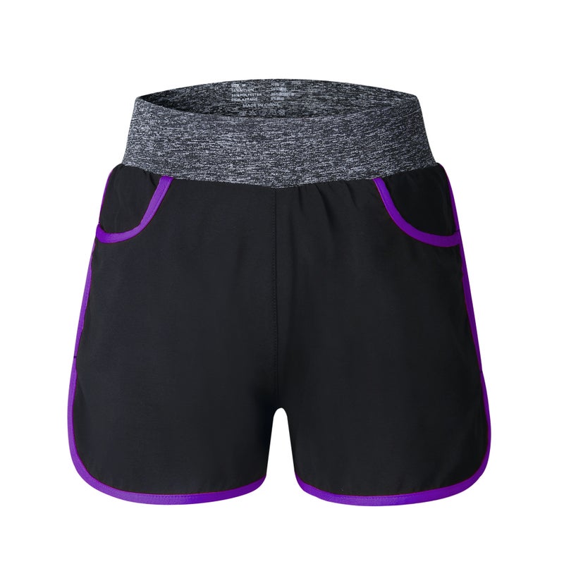 Generic Special offer sports short-sleeved shorts pants running fitness tight quick-drying breathable sweat-absorbent slim-fit top yoga clothes 0310 purple
