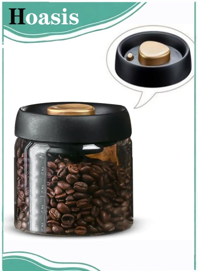 Hoasis Coffee Beans Glass Container With Air Valve 500ml Canister with Pump Vacuum Lids - Image 1