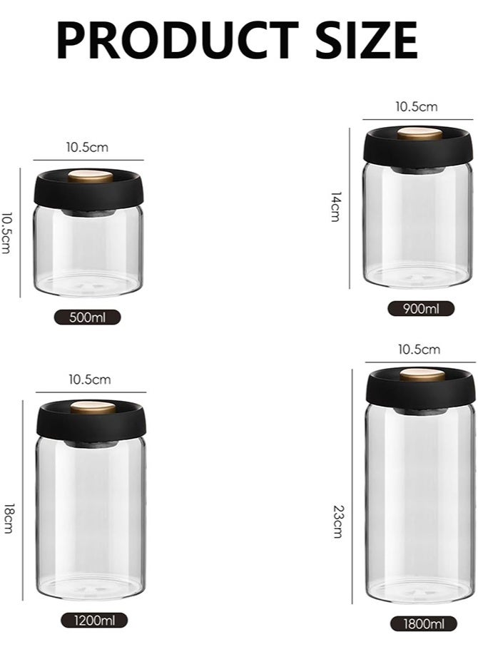 Hoasis Coffee Beans Glass Container With Air Valve 500ml Canister with Pump Vacuum Lids - Image 2