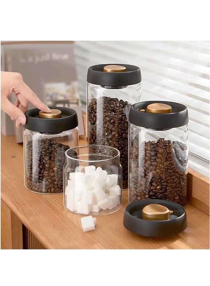 Hoasis Coffee Beans Glass Container With Air Valve 500ml Canister with Pump Vacuum Lids - Image 3