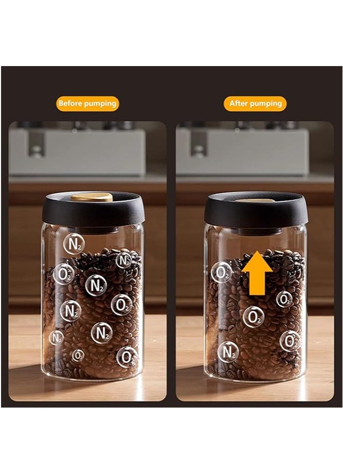 Hoasis Coffee Beans Glass Container With Air Valve 500ml Canister with Pump Vacuum Lids - Image 5