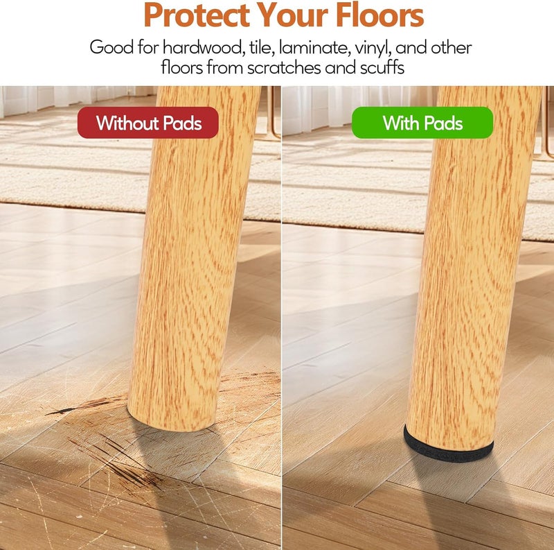 BAIPOK Furniture Pads 300 Pieces Felt Furniture Pads Premium Huge Pack, Self Adhesive Anti Scratch Floor Protectors for Desk Chair Legs and 60 Rubber Bumpers for Hardwood Tile Floor - Image 3