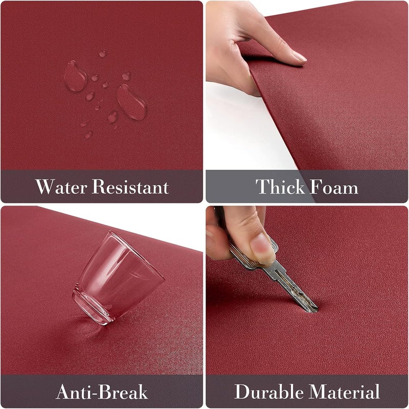 HappyTrends 2 PCS Kitchen Mat Cushioned Anti-Fatigue Floor Mat, Heavy Duty Ergonomic Comfort Foam Standing Mat,20"x30"+20"x47",Red - Image 3