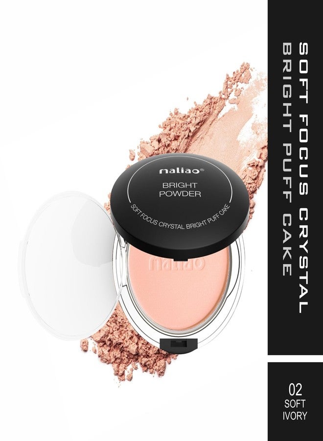 MALIAO Bright Powder Soft Focus Crystal Bright Puff Cake - Illuminate Your Beauty with a Crystal Finish (SOFT IVORY) - Image 3