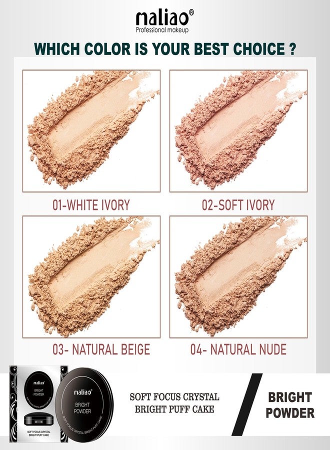 MALIAO Bright Powder Soft Focus Crystal Bright Puff Cake - Illuminate Your Beauty with a Crystal Finish (SOFT IVORY) - Image 5