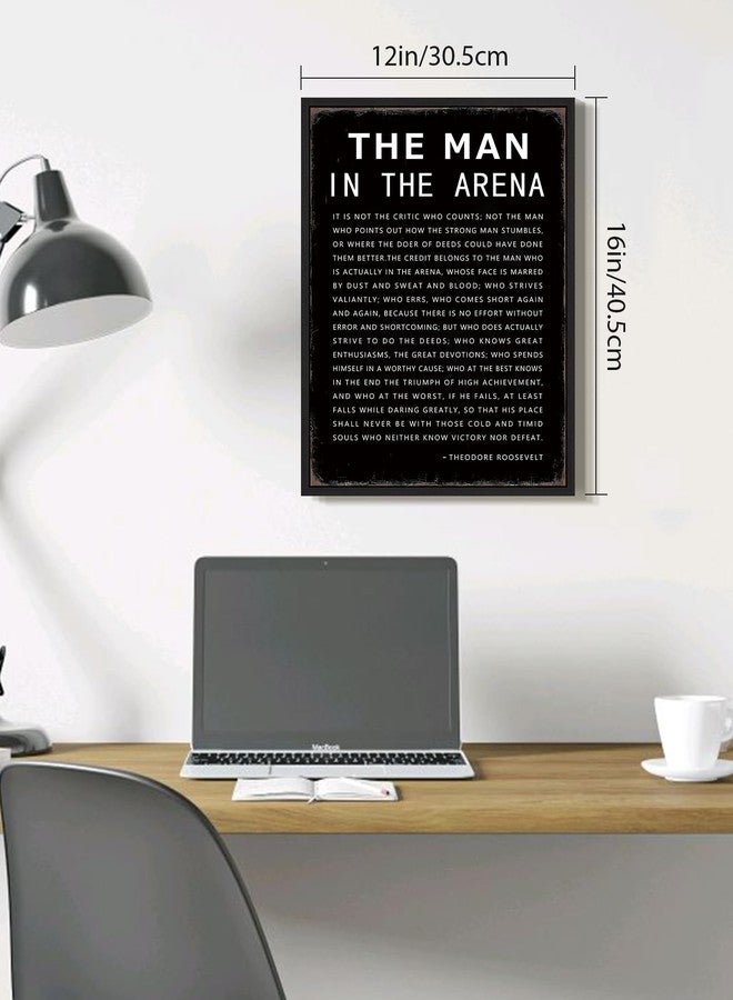 KUVIOKE Inspirational Framed Wall Art the man in the arena Motivational Quote Sayings Prints Encouraging Positive Office Home Ready to Hang 12x16in (Black Framed) - Image 2