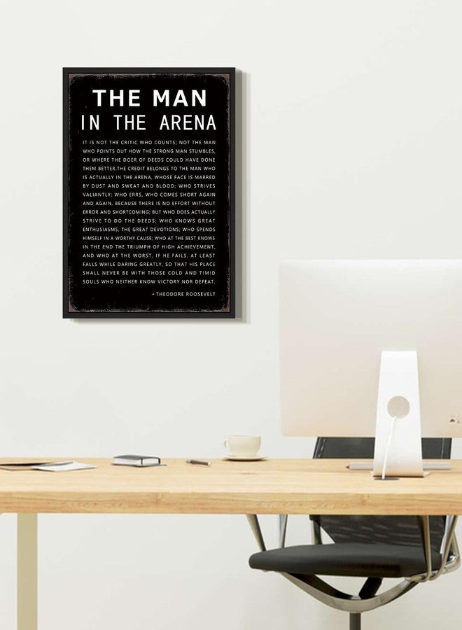 KUVIOKE Inspirational Framed Wall Art the man in the arena Motivational Quote Sayings Prints Encouraging Positive Office Home Ready to Hang 12x16in (Black Framed) - Image 4