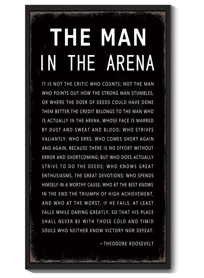 KUVIOKE Inspirational Framed Wall Art the man in the arena Motivational Quote Sayings Prints Encouraging Positive Office Home Ready to Hang 12x16in (Black Framed) - Image 1