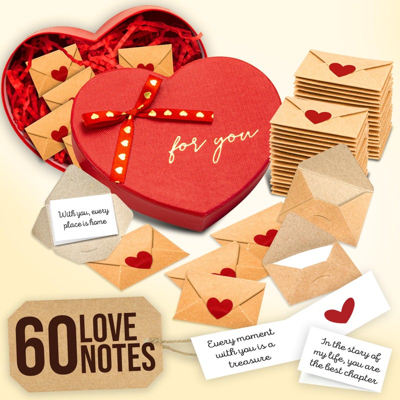 Stofinity 60 Mini Love Notes For Him Her - Cute Couple Gifts For Boyfriend Birthday Gift Ideas  Christmas Gifts For Girlfriend Long Distance  Lunch Notes For Husband  Romantic Valentines Day Gift - Image 1