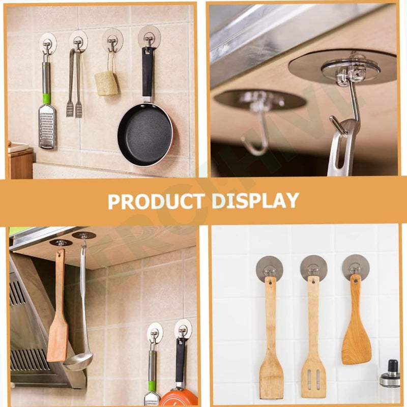 MERCEHIVE Traceless Alloy Steel Sticky Hooks Cookware Heavy Duty Hooks Wall Mount Clothes Rack Kitchen Adhesive Heavy Duty Door Hook for Wall Coat Hangers Cooking Utensils20 Pcs - Image 4