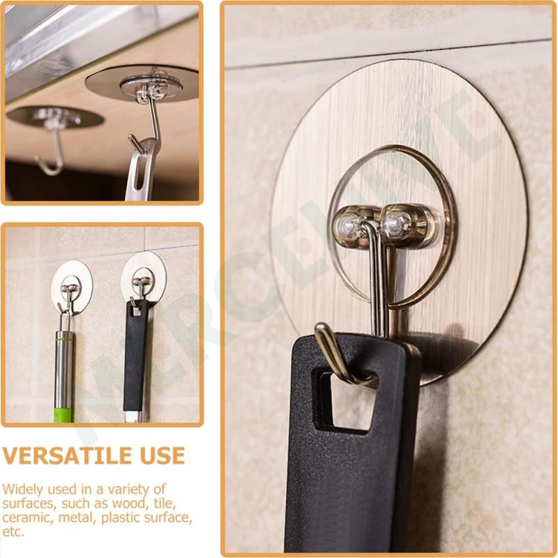MERCEHIVE Traceless Alloy Steel Sticky Hooks Cookware Heavy Duty Hooks Wall Mount Clothes Rack Kitchen Adhesive Heavy Duty Door Hook for Wall Coat Hangers Cooking Utensils20 Pcs - Image 5