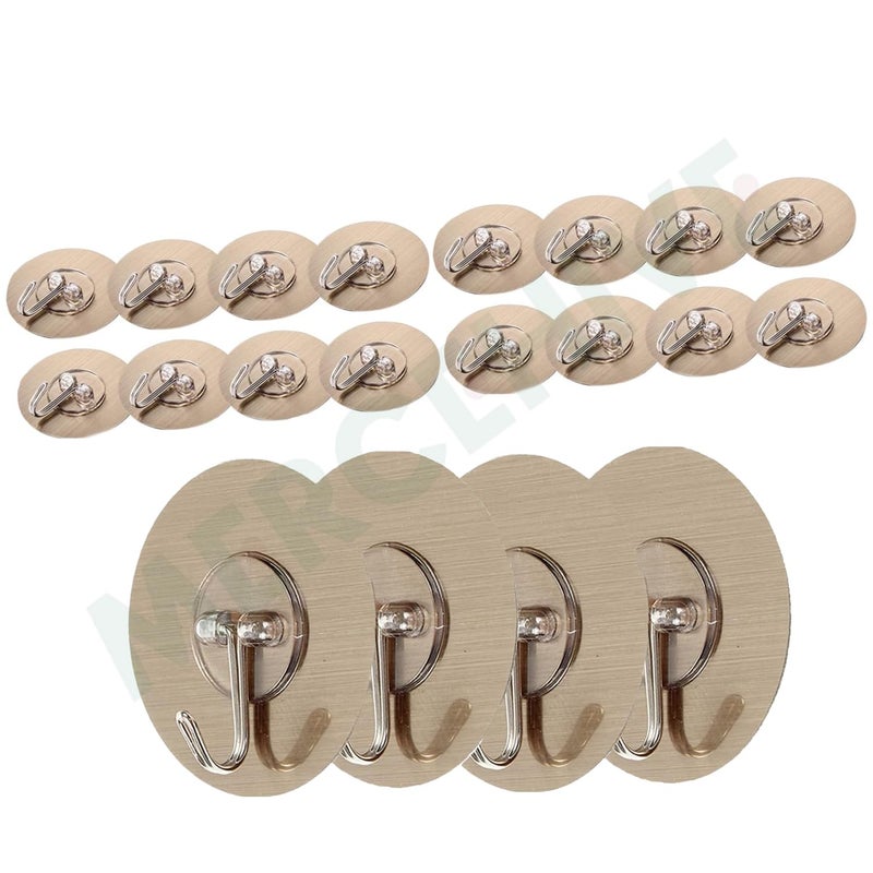 MERCEHIVE Traceless Alloy Steel Sticky Hooks Cookware Heavy Duty Hooks Wall Mount Clothes Rack Kitchen Adhesive Heavy Duty Door Hook for Wall Coat Hangers Cooking Utensils20 Pcs - Image 1