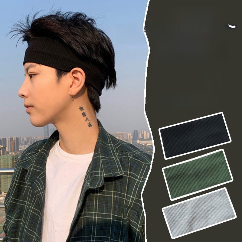Generic Mens Sweatband Fashion Sports Headband(Knitted) black + Green + Gray [Generation of special]] (Knitted) black + Green + Gray [Generation of special]] 