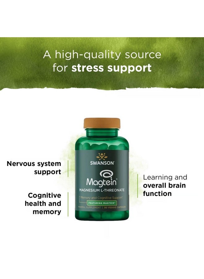Swanson Magnesium L-Threonate - Mineral Supplement Promoting Nervous System Health - May Support Cognitive Health, Learning & Memory - (90 Veggie Capsules) (2 Pack) - Image 4