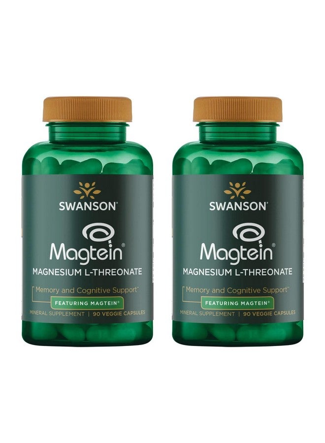 Swanson Magnesium L-Threonate - Mineral Supplement Promoting Nervous System Health - May Support Cognitive Health, Learning & Memory - (90 Veggie Capsules) (2 Pack) - Image 1