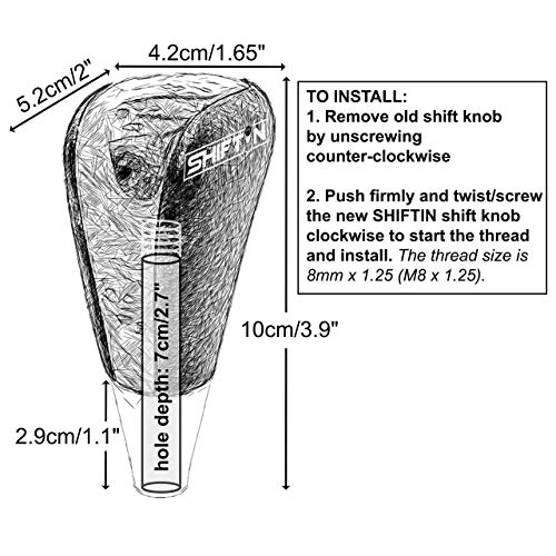 SHIFTIN Leather Wood Gear Shift Knob for Toyota Avalon Yaris 4Runner Land Cruiser Sienna Camry Solara Tacoma and Lexus ES300 ES330 GS300 GS400 GS430 SC300 SC400 (Red Leather/Carbon Fiber Pattern) - Image 5