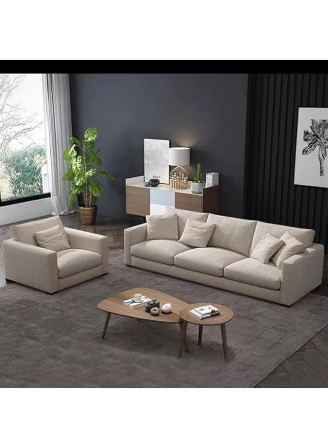 Poppins Home Poppins HOME modern couch simple sofa minimalist special down white sofa designs sofa set furniture living room (3seater+1) - Image 1