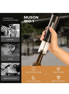 Captaintech Electric Wine Corkscrew with Foil Cutter and 1 Vacuum Corkscrew, Automatic Wine Corkscrew, 4 in 1 Gift Set for Wine Enthusiasts, Men, Fathers, Kitchen, Parties and Home Use.  - Image 3