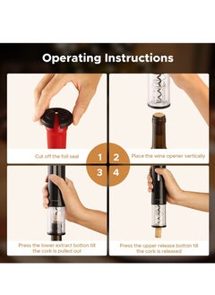 Captaintech Electric Wine Corkscrew with Foil Cutter and 1 Vacuum Corkscrew, Automatic Wine Corkscrew, 4 in 1 Gift Set for Wine Enthusiasts, Men, Fathers, Kitchen, Parties and Home Use.  - Image 5