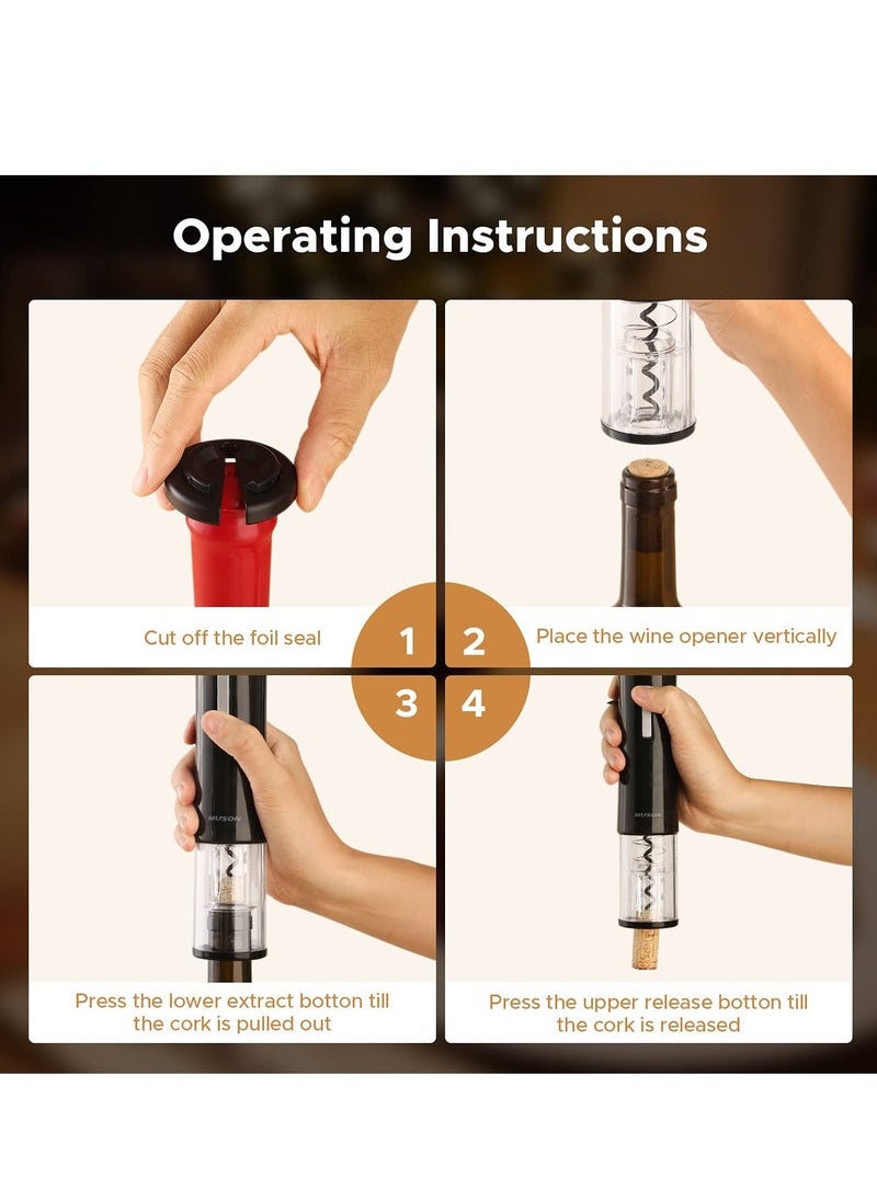 Captaintech Electric Wine Corkscrew with Foil Cutter and 1 Vacuum Corkscrew, Automatic Wine Corkscrew, 4 in 1 Gift Set for Wine Enthusiasts, Men, Fathers, Kitchen, Parties and Home Use.  - Image 5