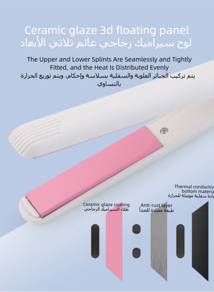 ONLYMAY Mini Hair Straighteners & Curler, Mini Ceramic Flat Irons for Short Hair/Fringe Curls/, Lightweight and Portable, Small Straighteners, World Tension for Travel  - Image 3