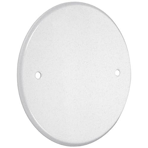 TayMac LPB3325 Flat Blank 5-Inch Round Standard Metallic Wallplate, White - Image 1