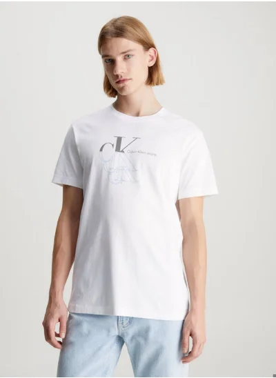Calvin Klein Jeans Men's Monogram T-Shirt - Cotton, White