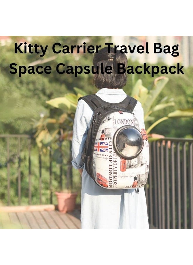 Sage Square Cat London Print Printed Space, Astronaut Bag Cat Space Pet Backpack Out Portable Travel Backpack For Travel, Hiking, Designed With Breathable Space, Ventilated  - Image 5