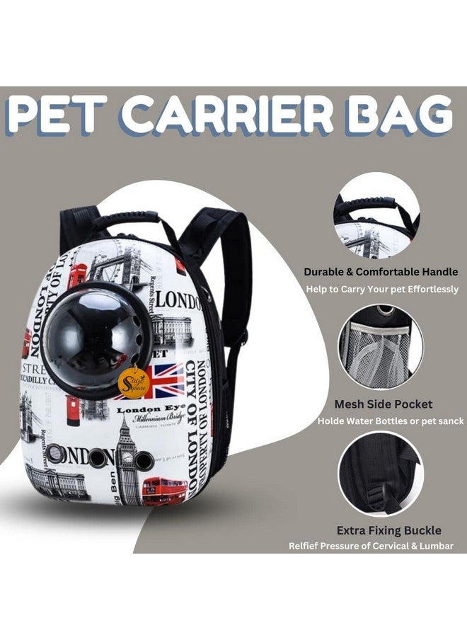 Sage Square Cat London Print Printed Space, Astronaut Bag Cat Space Pet Backpack Out Portable Travel Backpack For Travel, Hiking, Designed With Breathable Space, Ventilated  - Image 2