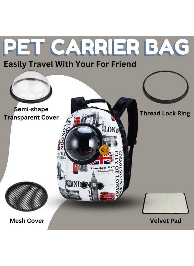 Sage Square Cat London Print Printed Space, Astronaut Bag Cat Space Pet Backpack Out Portable Travel Backpack For Travel, Hiking, Designed With Breathable Space, Ventilated  - Image 4