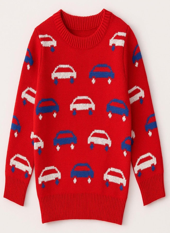little PANDA Baby Sweater Woolen Knitted Warm Wool Full Sweater Tee Sweatshirt and Joggers Pant for Winter (Red, 12-18 months) - Image 2