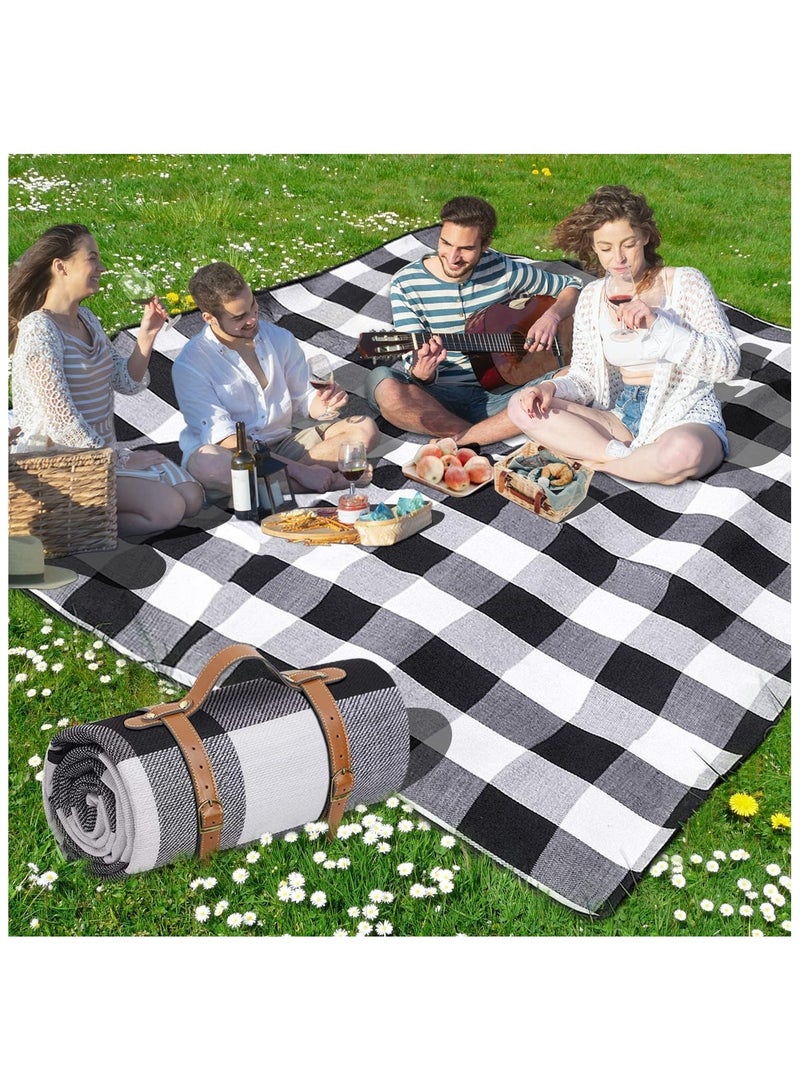 بلو فاير بطانية نزهة قابلة للطي مضادة للماء – 3 طبقات للحديقة والشاطئ والرحلات مع مقبض حمل ومقاومة للرمل والعشب - Image 2