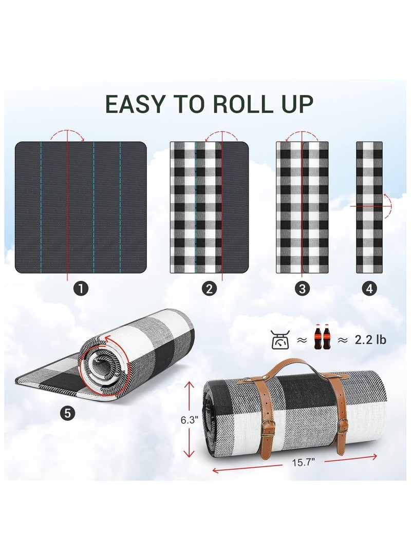 بلو فاير بطانية نزهة قابلة للطي مضادة للماء – 3 طبقات للحديقة والشاطئ والرحلات مع مقبض حمل ومقاومة للرمل والعشب - Image 3