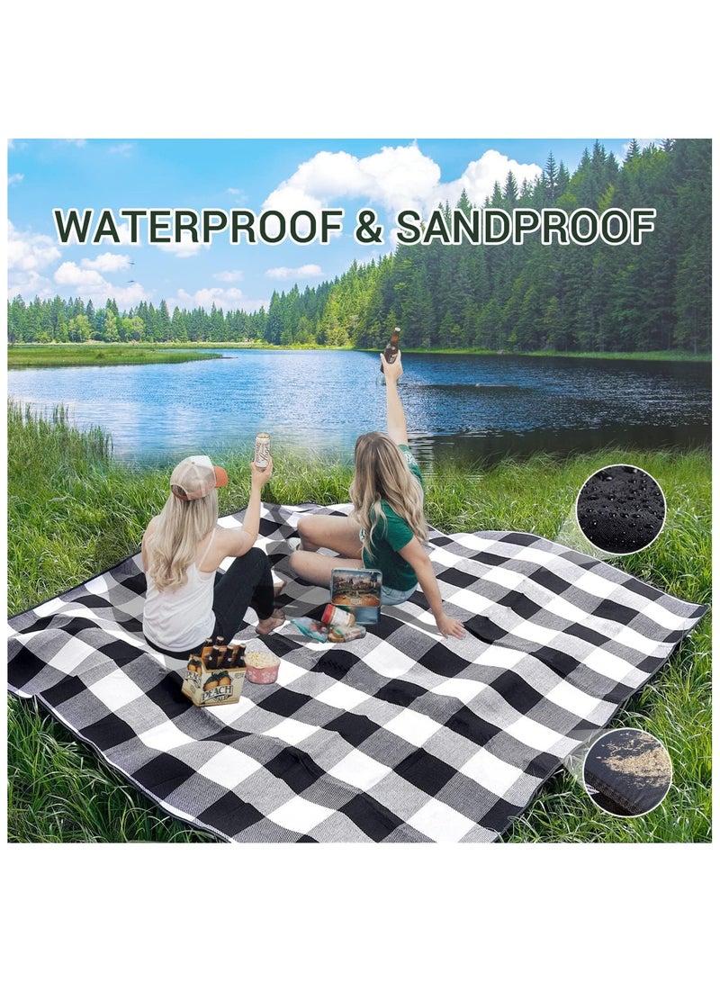 بلو فاير بطانية نزهة قابلة للطي مضادة للماء – 3 طبقات للحديقة والشاطئ والرحلات مع مقبض حمل ومقاومة للرمل والعشب - Image 4