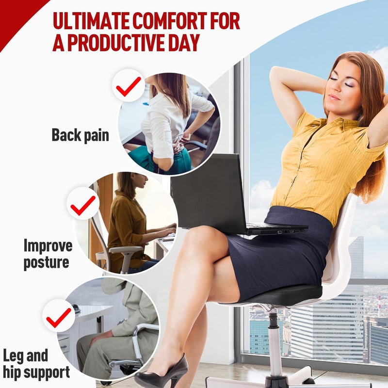RaMokey Memory Foam Seat Cushion with Adjustable Strap for Office Chair and Travel - Image 3