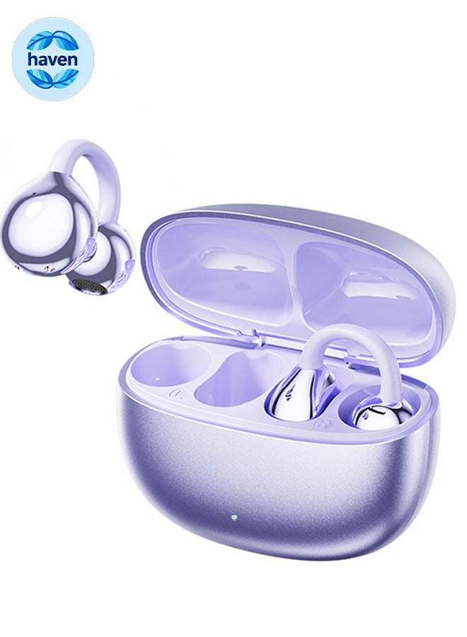 هافن إم 91 كلاب على سماعات الأذن اللاسلكية، سماعات أذن بلوتوث مع ترجمة، عمر بطارية طويل و ارتداء طويل الأمد، اتصال حر من التشتت، USB-C حالة شحن، متوافقة مع أندرويد وآيفون الهواتف الذكية -أرجواني - Image 1