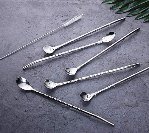 Sunwinc 50Pcs Reusable Metal Spoon Straws in Bulk For Wholesale,8.5'' Stainless Steel Drinking Straws Spoon Yerba Mate Bombilla Straws for Cocktail,Iced Coffee,Milkshake,Smoothies (Silver-50Pack) - Image 3