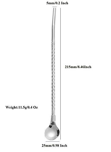 Sunwinc 50Pcs Reusable Metal Spoon Straws in Bulk For Wholesale,8.5'' Stainless Steel Drinking Straws Spoon Yerba Mate Bombilla Straws for Cocktail,Iced Coffee,Milkshake,Smoothies (Silver-50Pack) - Image 2
