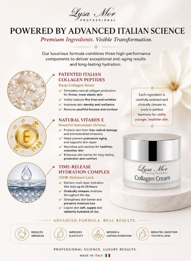 Lysa Mor Professional Collagen Face Cream| Anti-Aging, Firming & Hydrating  |Halal| With Vitamin E &  Hydrolysed Collagen | 50ML - Image 2