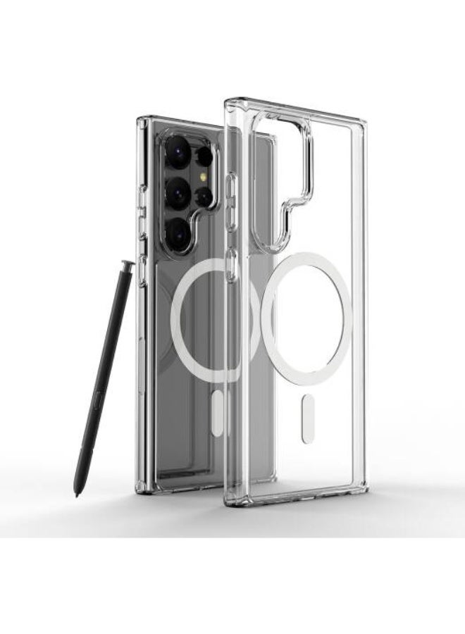 GRABIT Clear Case for Samsung Galaxy S25 Ultra 5G 2025, Magnetic Cover Compatible with MagSafe, Hard Back Slim Shockproof Bumper, Support Wireless Charging - Image 1