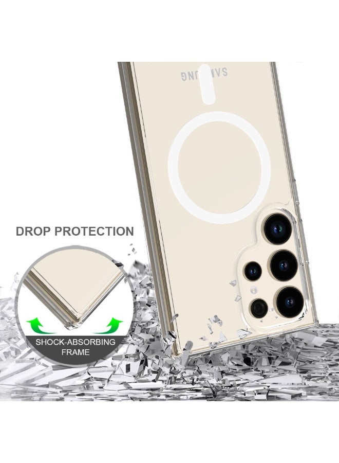 GRABIT Clear Case for Samsung Galaxy S25 Ultra 5G 2025, Magnetic Cover Compatible with MagSafe, Hard Back Slim Shockproof Bumper, Support Wireless Charging - Image 3