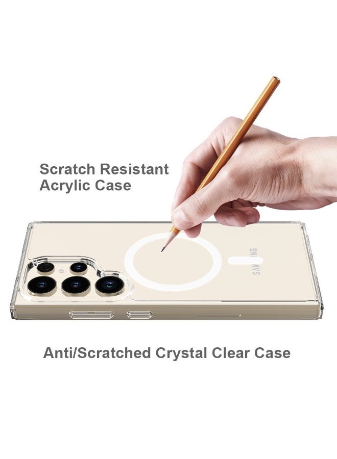 GRABIT Clear Case for Samsung Galaxy S25 Ultra 5G 2025, Magnetic Cover Compatible with MagSafe, Hard Back Slim Shockproof Bumper, Support Wireless Charging - Image 4