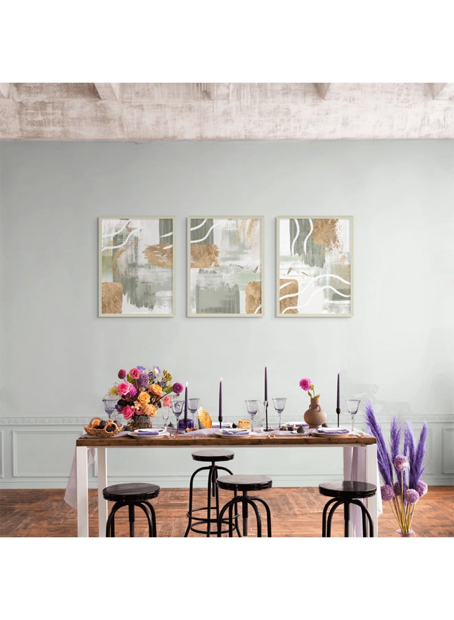 آرت دیکور  ديكور فني مؤطر مجموعة من الفنون الجميلة مكونة من 3 لوحات جدارية مطبوعة حديثة ونابضة بالحياة مجردة، صورة جدارية ديكور للهدايا، غرفة النوم، المكتب، غرفة المعيشة، المنزل، الاستوديو وديكور المنزل - Image 2