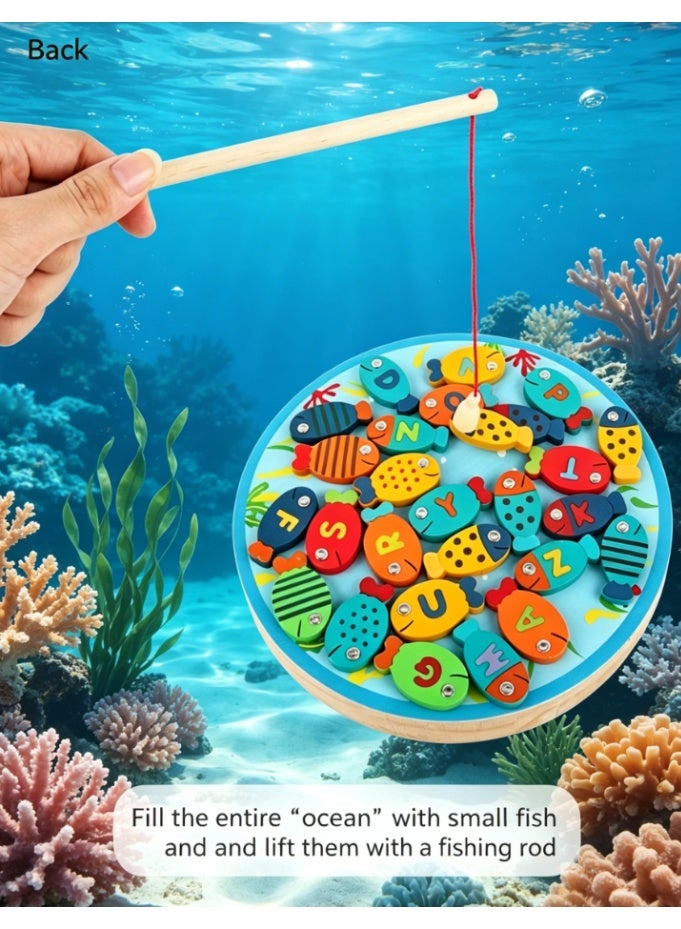 CityRiya-Long Toddler Wooden Magnetic Fishing Toy, ABC Alphabet Fish Educational Learning Game, Multicolor Montessori Interactive Playset, Perfect Birthday Gift for Kids - Image 5